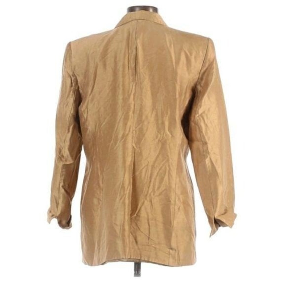 Vtg 90s Old Money Silk Boxy Boyfriend Metallic Blazer Sz 12 Corporate Chic - Picture 6 of 11